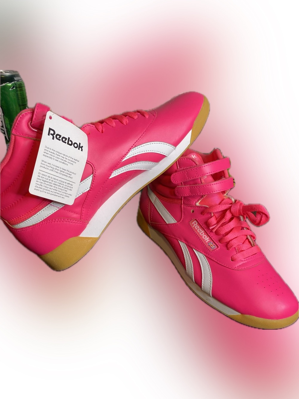 Reebok Freestyle Hot Pink & White Velcro Athletic Sneakers